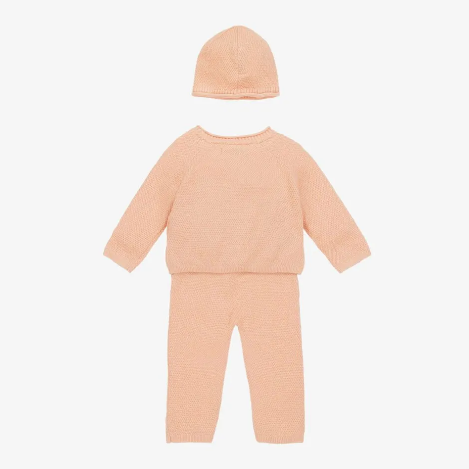 Calvin Klein Baby Girls Pink Waffle Knit Babysuit Gift Set Sale