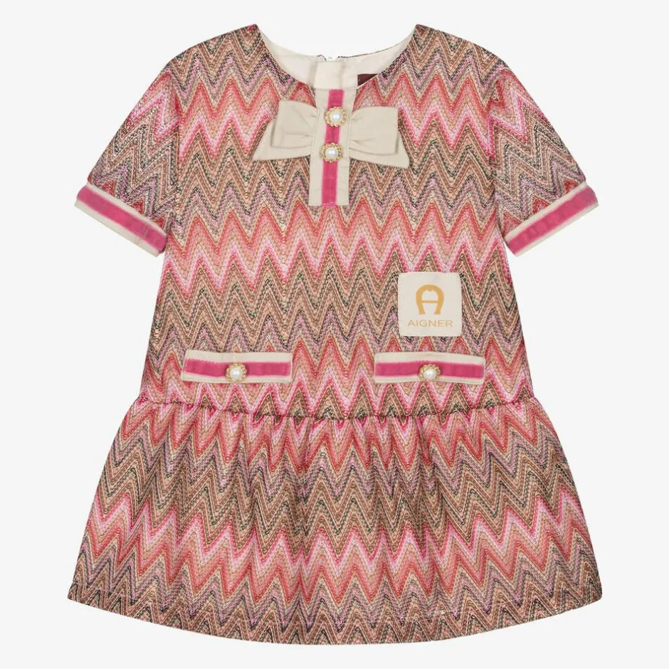 AIGNER Baby Girls Pink Zigzag Weave Dress Sale