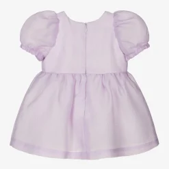Hucklebones London Baby Girls Purple Crêpe Bows Dress Clearance