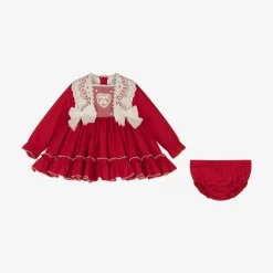 Abuela Tata Baby Girls Red Cotton & Lace Dress Set Best