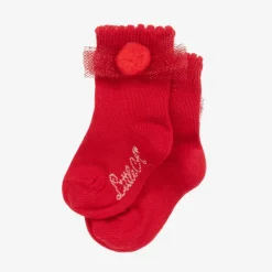 A Dee Baby Girls Red Cotton Knit Socks Discount