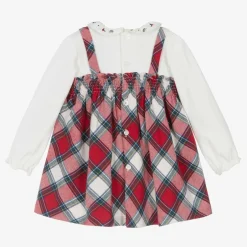 Mayoral Newborn Baby Girls Red Tartan Cotton Dress Clearance