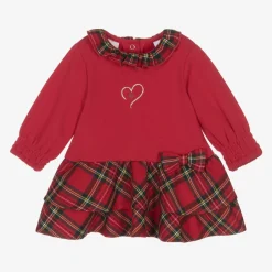 iDO Mini Baby Girls Red Tartan Cotton Dress Outlet