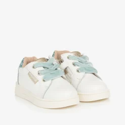 Mayoral Baby Girls White & Blue Leather Trainers Clearance