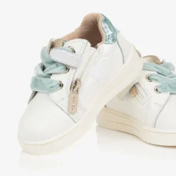 Mayoral Baby Girls White & Blue Leather Trainers Clearance
