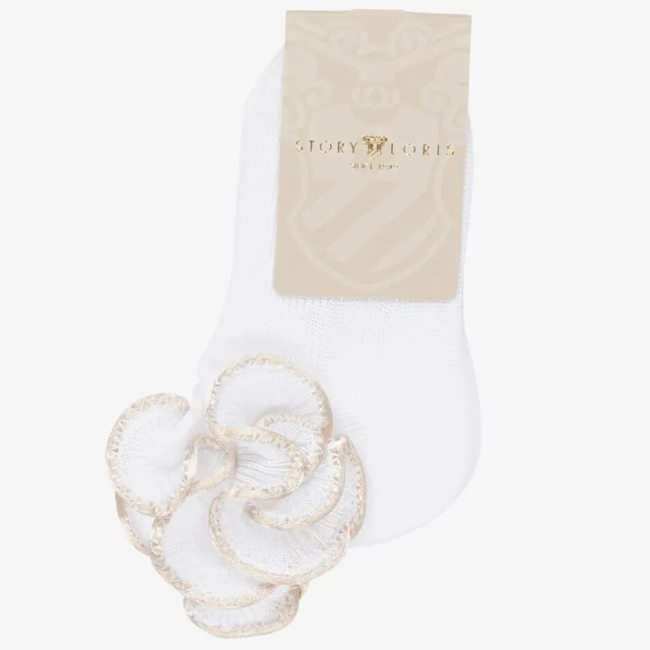 Story Loris Baby Girls White & Ivory Ruffle Socks Online