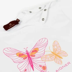 AIGNER Baby Girls White Cotton Butterfly T-Shirt New