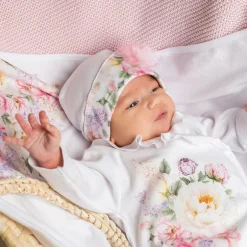 Sofija Baby Girls White Cotton Blanket Gift Set Clearance