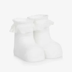 Carlomagno Baby Girls White Cotton Frilly Socks Clearance