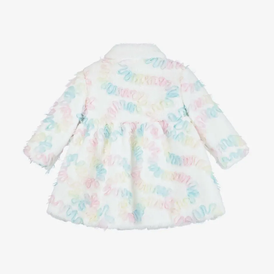 Angels Face Baby Girls White Faux Fur & Tulle Coat SnowdropPastel New