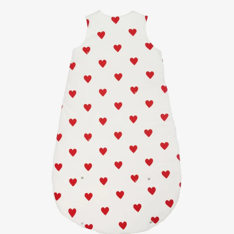 Petit Bateau Baby Girls White Hearts Sleeping Bag Outlet