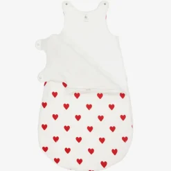 Petit Bateau Baby Girls White Hearts Sleeping Bag Outlet