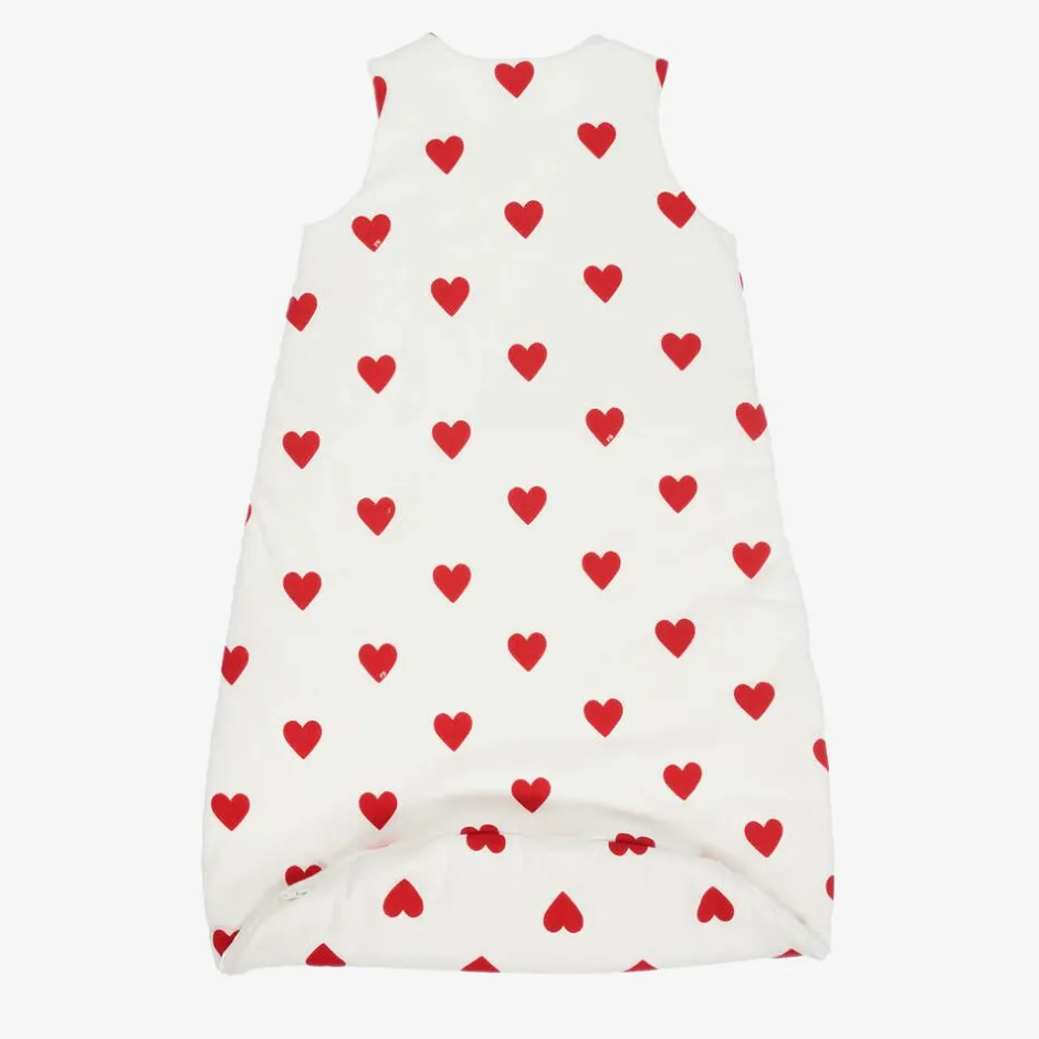 Petit Bateau Baby Girls White Hearts Sleeping Bag Outlet