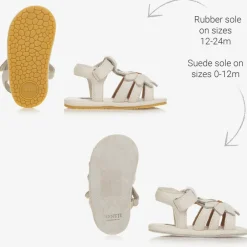 Donsje Baby Girls White Leather Daisy Sandals New