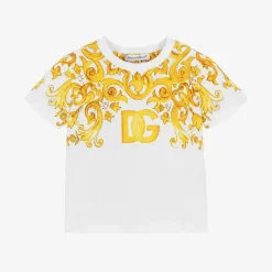 Dolce amp; Gabbana Baby Girls White Majolica Print Cotton T-Shirt New
