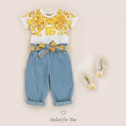 Dolce amp; Gabbana Baby Girls White Majolica Print Cotton T-Shirt New