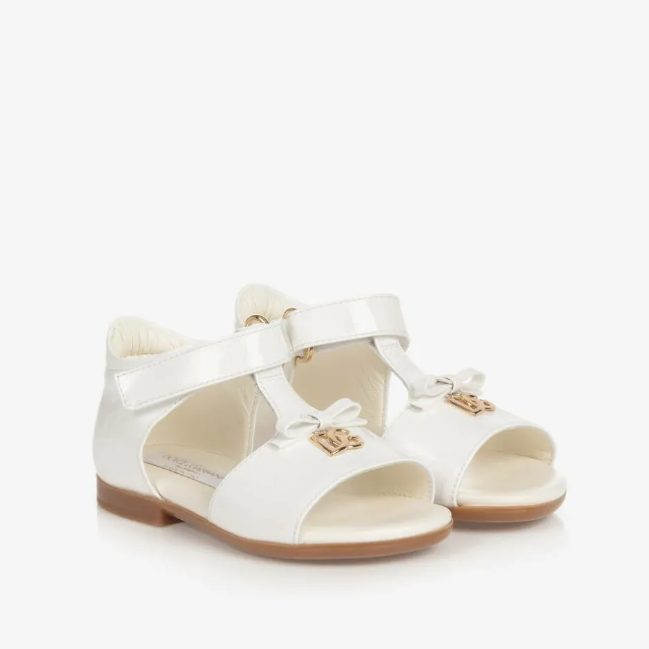 Dolce amp; Gabbana Baby Girls White Patent Leather Sandals