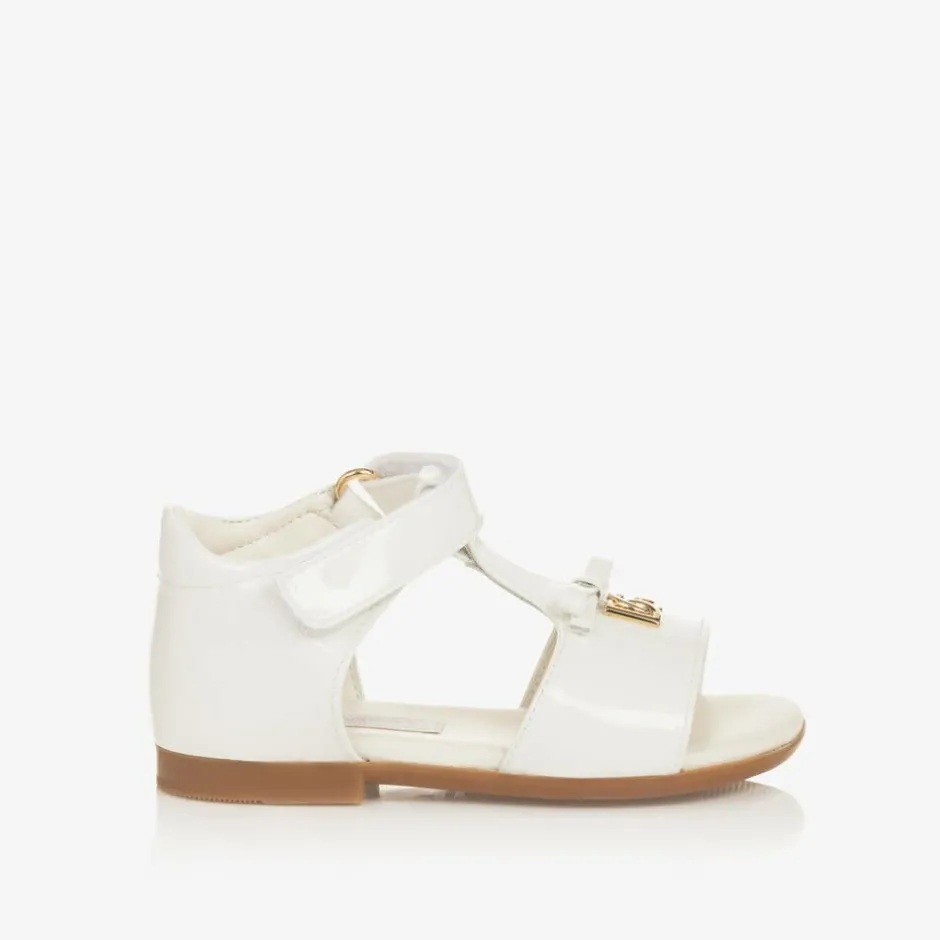 Dolce amp; Gabbana Baby Girls White Patent Leather Sandals