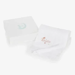 Paint My Dreams Baby Girls White Personalised Cotton Blanket (88cm)