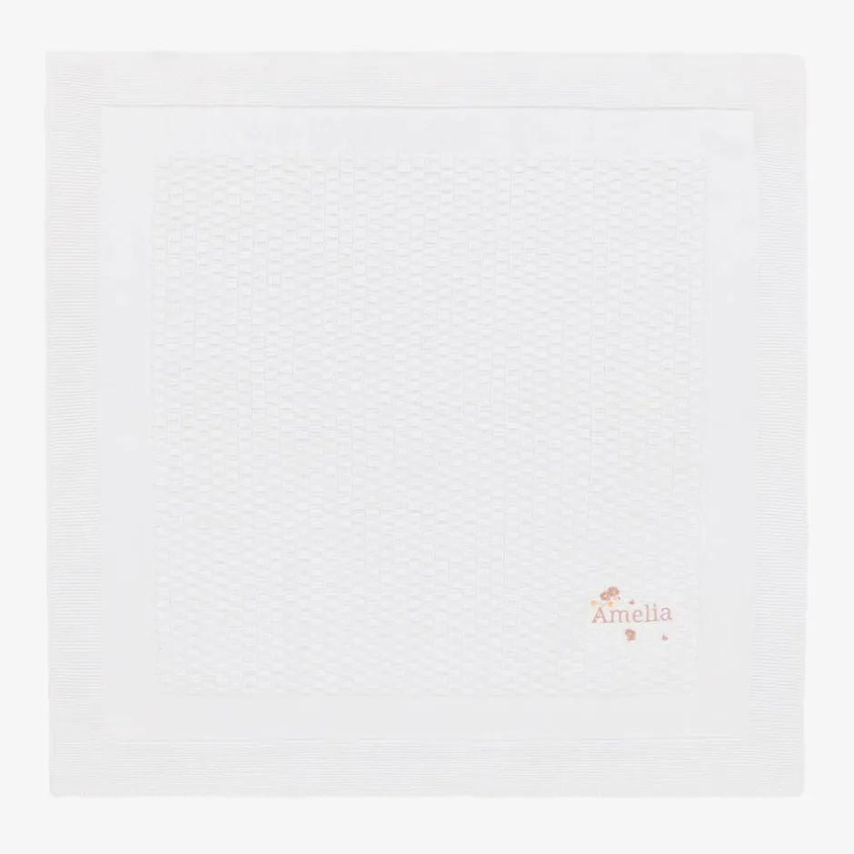 Paint My Dreams Baby Girls White Personalised Cotton Blanket (88cm)