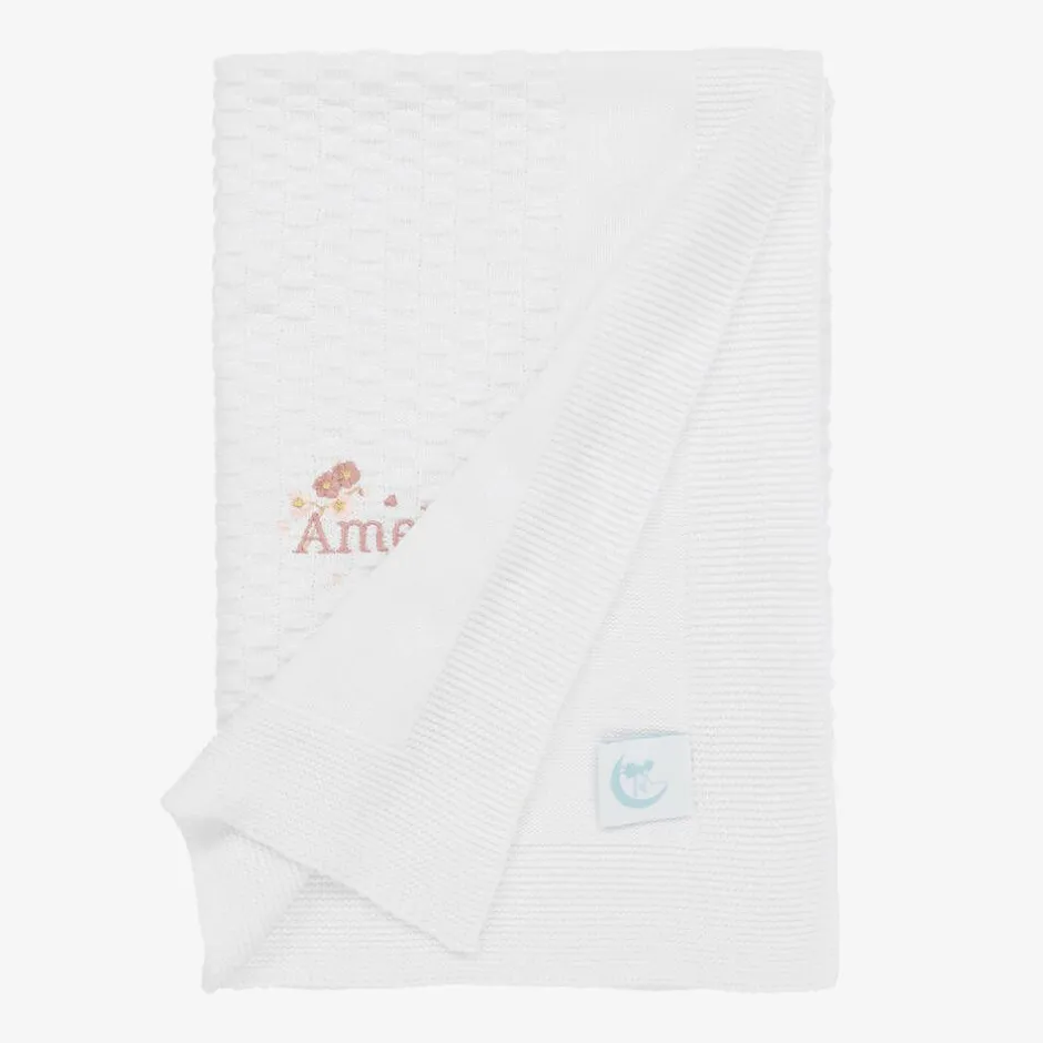 Paint My Dreams Baby Girls White Personalised Cotton Blanket (88cm)