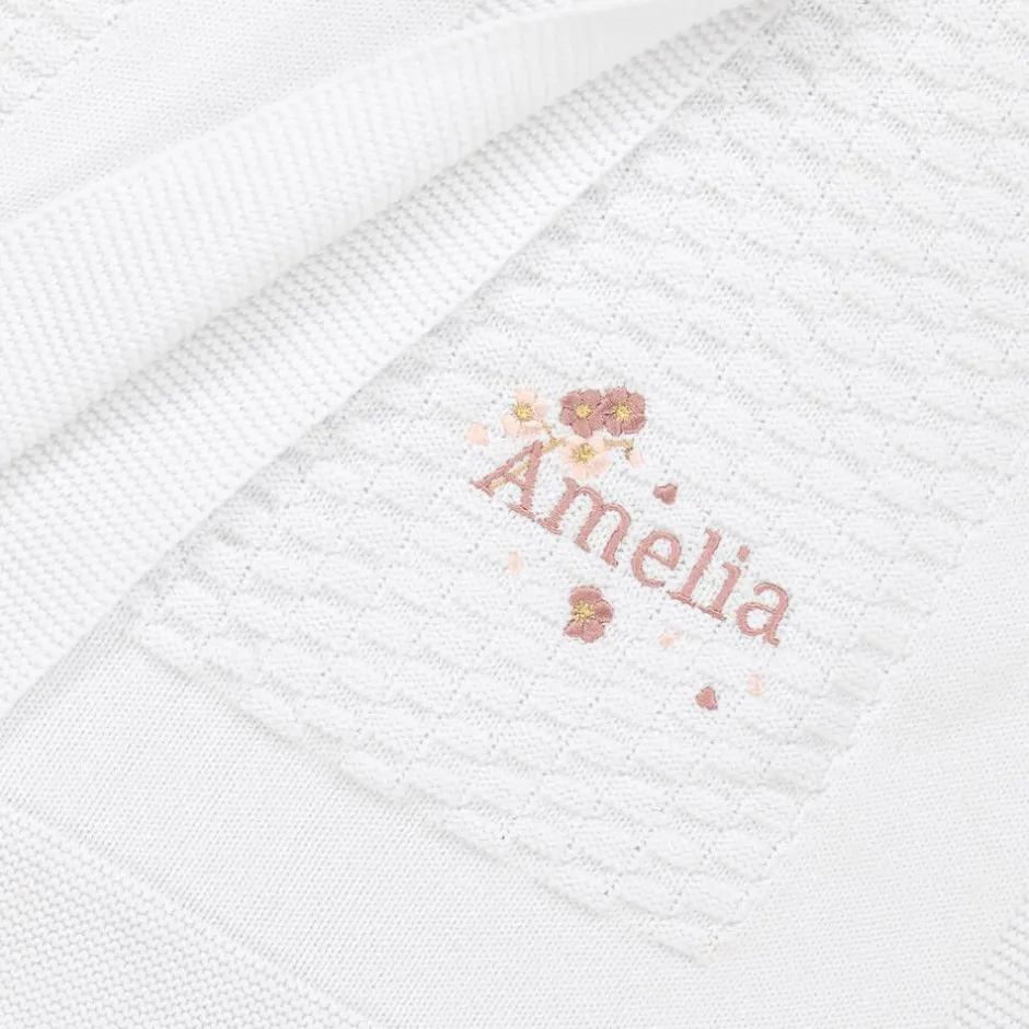 Paint My Dreams Baby Girls White Personalised Cotton Blanket (88cm)