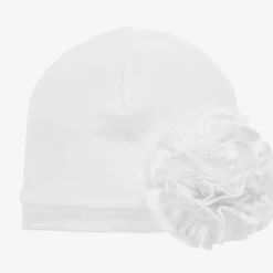 Lemon Loves Layette Baby Girls Pima Cotton Hat White Hot