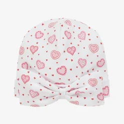 Kissy Kissy Baby Girls White Pima Cotton Heartfelt Hearts Hat Discount