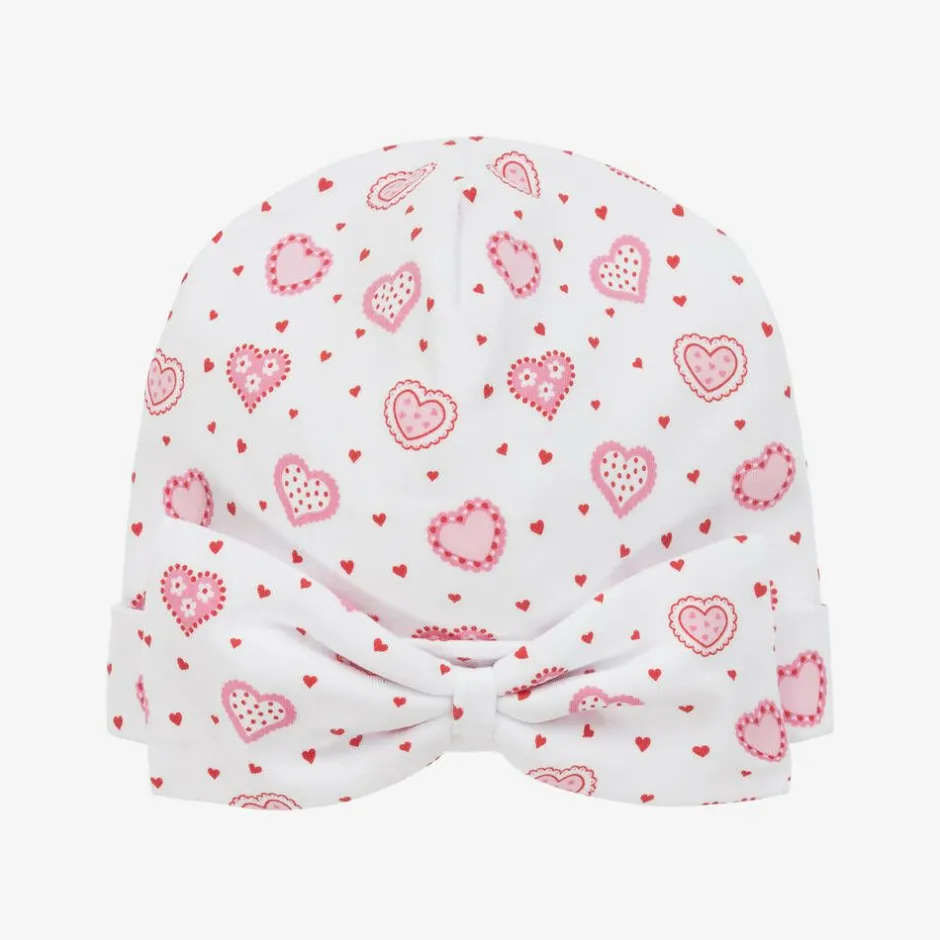 Kissy Kissy Baby Girls White Pima Cotton Heartfelt Hearts Hat Discount