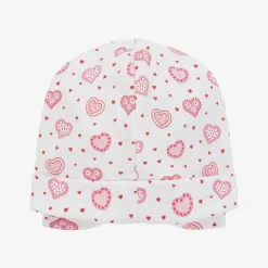 Kissy Kissy Baby Girls White Pima Cotton Heartfelt Hearts Hat Discount