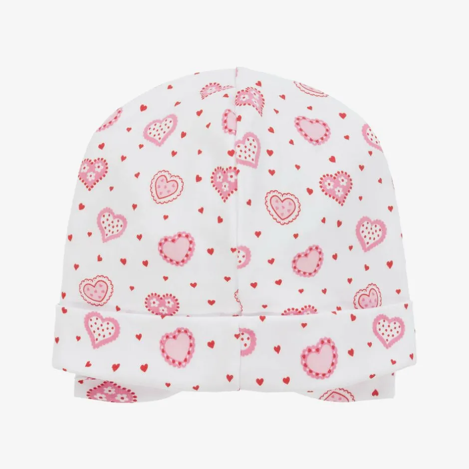 Kissy Kissy Baby Girls White Pima Cotton Heartfelt Hearts Hat Discount