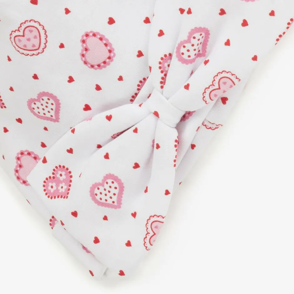 Kissy Kissy Baby Girls White Pima Cotton Heartfelt Hearts Hat Discount