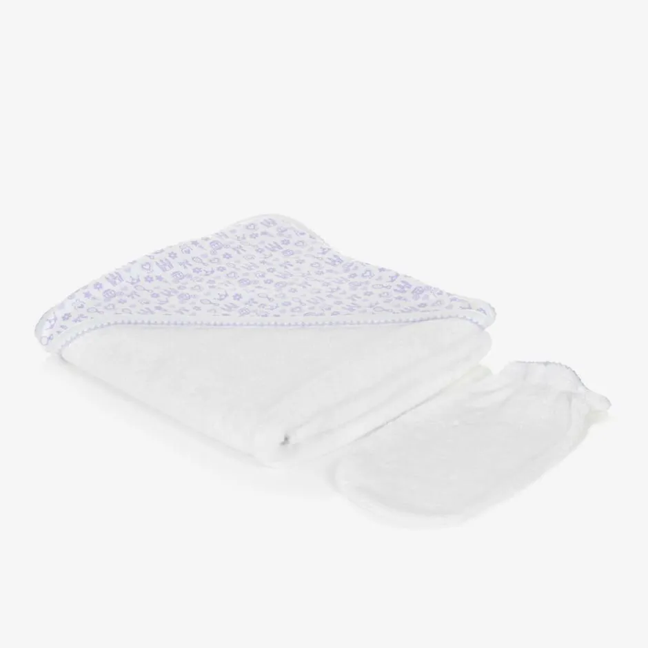 Kissy Kissy Baby Girls White Pima Royal Details Towel Set Outlet