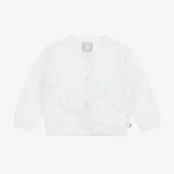 The Little Tailor Baby Girls White Pointelle Cardigan Hot