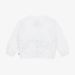 The Little Tailor Baby Girls White Pointelle Cardigan Hot