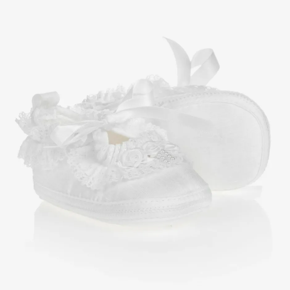 Early Days Baby Girls White Silk Shoes Outlet