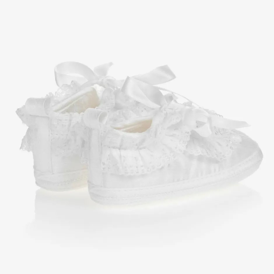 Early Days Baby Girls White Silk Shoes Outlet