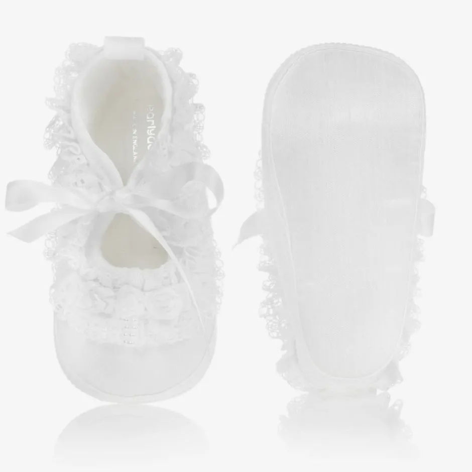 Early Days Baby Girls White Silk Shoes Outlet
