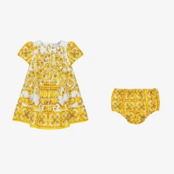 Dolce amp; Gabbana Baby Girls Yellow Majolica Print Cotton Dress Sale