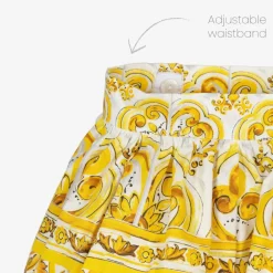 Dolce amp; Gabbana Baby Girls Yellow Majolica Print Cotton Skirt Hot