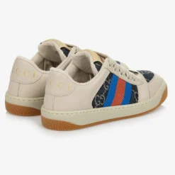 Gucci Beige & Blue Screener Trainers New