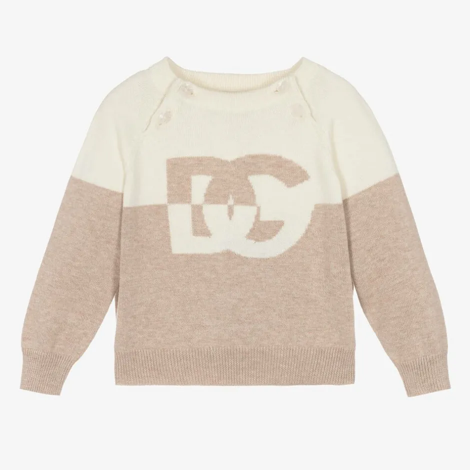 Dolce amp; Gabbana Beige & Ivory Cotton & Cashmere Sweater Online