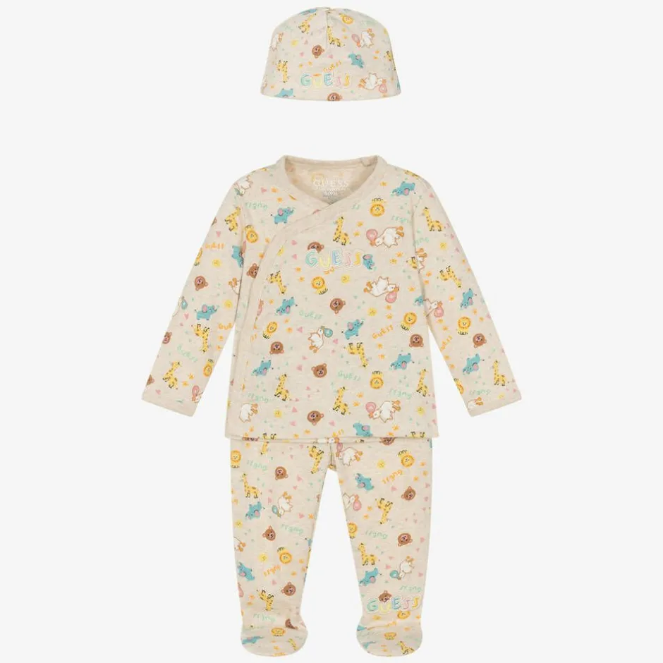 Guess Beige Babysuit Gift Set Best