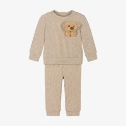 Jamiks Beige Bear Viscose Baby Trouser Set Discount