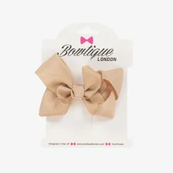 Bowtique London Beige Bow Hair Clip (7cm) Tan Discount