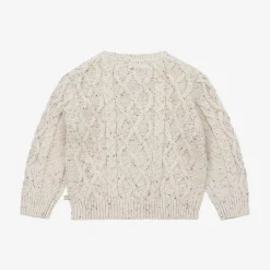 The Little Tailor Beige Cable Knit Cotton Cardigan New