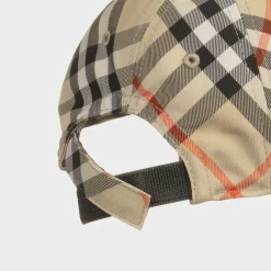 Burberry Beige Canvas Check Cap Hot