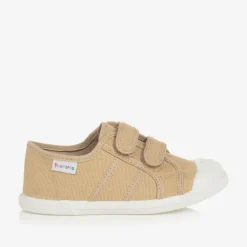 Pisamonas Beige Canvas Velcro Trainers
