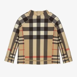 Burberry Beige Check Baby Sun Protective Top Discount