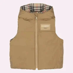 Burberry Beige Check Reversible Down Gilet